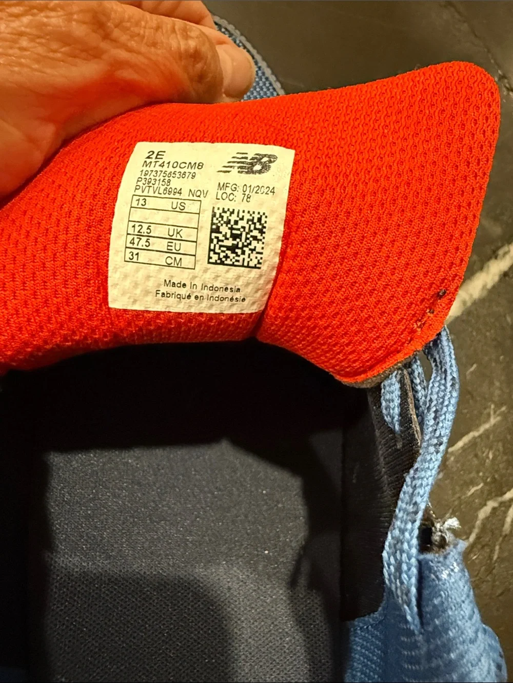 New Balance Men’s T410 Blue Athletic Sneakers with Red Accents